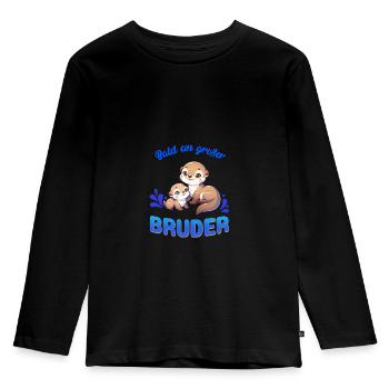 Bald bin ich ein großer Bruder - Kinder Premium Bio Langarmshirt - Schwarz - Vorne - AI Model Kid Male (0cm)