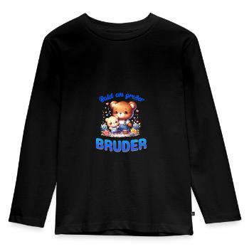 Bald bin ich ein großer Bruder - Kinder Premium Bio Langarmshirt - Schwarz - Vorne - AI Model Kid Male (0cm)