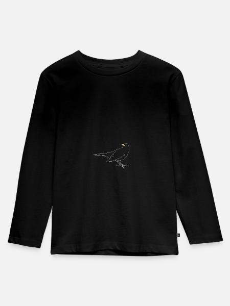 Amsel auf Dach - Kinder Premium Bio Langarmshirt - Schwarz
