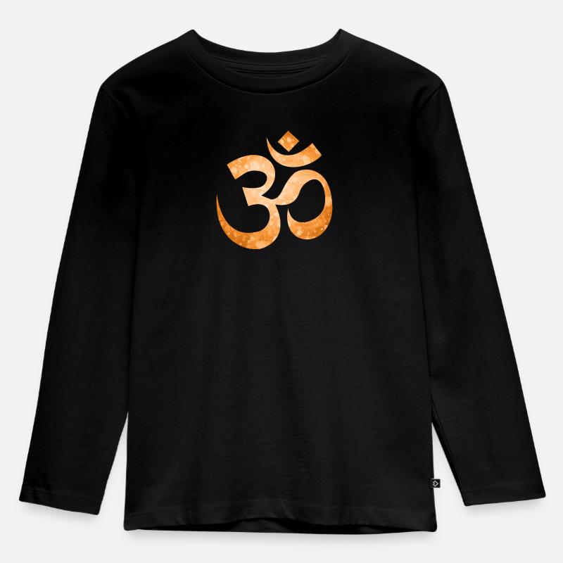 Om Zeichen Goa Psy Psytrance rave festival - Kinder Premium Bio Langarmshirt - Schwarz