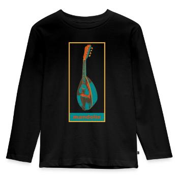 Mandoline blau orange - Kinder Premium Bio Langarmshirt - Schwarz - Vorne - AI Model Kid Male (0cm)