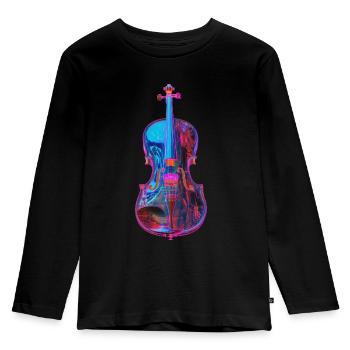 Violine - Kinder Premium Bio Langarmshirt - Schwarz - Vorne - AI Model Kid Male (0cm)