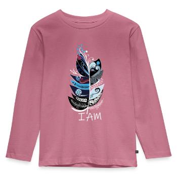 feather - Kids' Premium Longsleeve Shirt - mauve - Front - AI Model Kid Female (0cm)