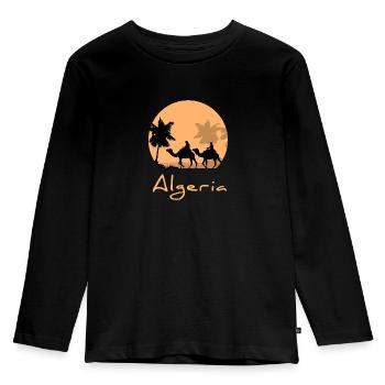 Algerien - Kamel - Karawane - Kinder Premium Bio Langarmshirt - Schwarz - Vorne - AI Model Kid Male (0cm)