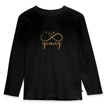 forever young in gold - Kinder Premium Bio Langarmshirt - Schwarz - Vorne - AI Model Kid Male (0cm)