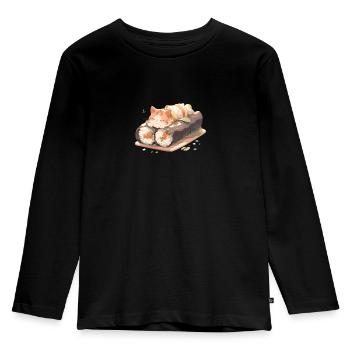 Chat à sushi - T-shirt manches longues Premium Enfant - noir - Devant - AI Model Kid Male (0cm)