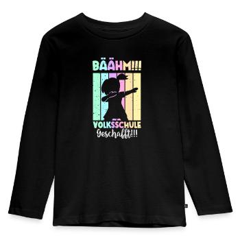 Volksschule Geschafft Absolvent Abgänger - Kinder Premium Bio Langarmshirt - Schwarz - Vorne - AI Model Kid Male (0cm)