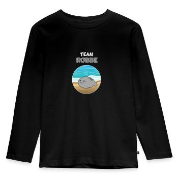 Team Robbe süß Tier Seelöwe cartoon lustig - Kinder Premium Bio Langarmshirt - Schwarz - Vorne - AI Model Kid Male (0cm)