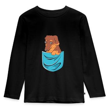 Dackel - Kinder Premium Bio Langarmshirt - Schwarz - Vorne - AI Model Kid Male (0cm)