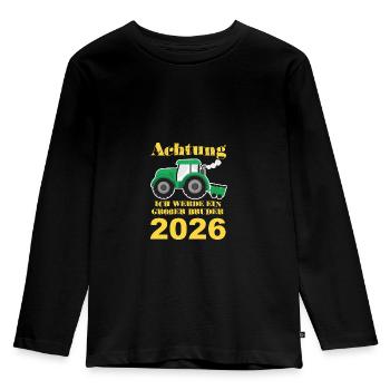 Achtung Ich Werde Ein Großer Bruder 2026 - Kinder Premium Bio Langarmshirt - Schwarz - Vorne - AI Model Kid Male (0cm)