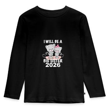 Ich Werde Eine Große Schwester 2026 - Kinder Premium Bio Langarmshirt - Schwarz - Vorne - AI Model Kid Male (0cm)