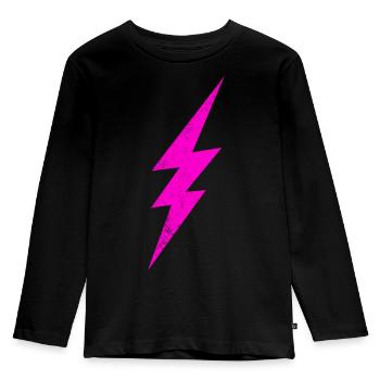 Glowing Pink Lightning - Kids' Premium Longsleeve Shirt - black - Front - AI Model Kid Male (0cm)