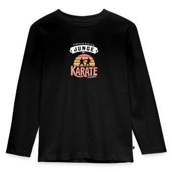 Karate-Junge Fanartikel Kampfsport Geburtstag - Kinder Premium Bio Langarmshirt - Schwarz - Vorne - AI Model Kid Male (0cm)