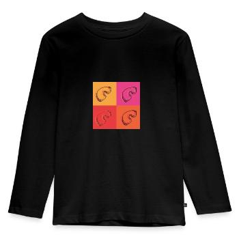 Retro boulder design, colorful in 80s style - Kids' Premium Longsleeve Shirt - black - Front - AI Model Kid Male (0cm)