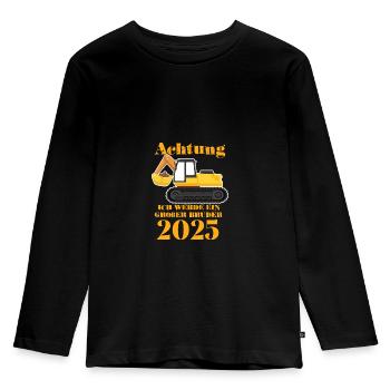 Werdender Großer Bruder 2025, 2025 Großer Bruder - Kinder Premium Bio Langarmshirt - Schwarz - Vorne - AI Model Kid Male (0cm)