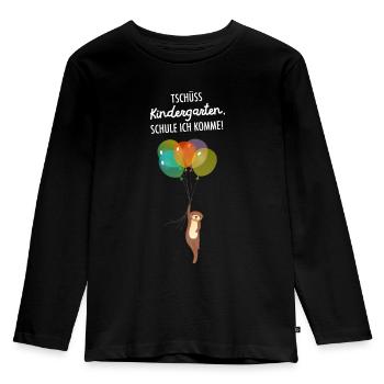 Tschüss Kindergarten - Otter Einschulung Schule - Kinder Premium Bio Langarmshirt - Schwarz - Vorne - AI Model Kid Male (0cm)
