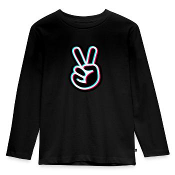 Conception d'autocollant de main de paix - signe de paix - T-shirt manches longues Premium Enfant - noir - Devant - AI Model Kid Male (0cm)