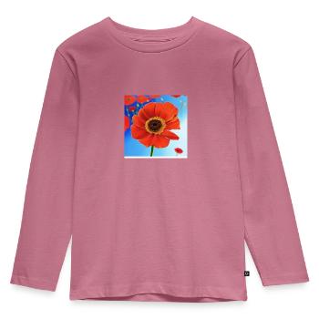 Rote Mohnblume - Kinder Premium Bio Langarmshirt - Mauve - Vorne - AI Model Kid Female (0cm)