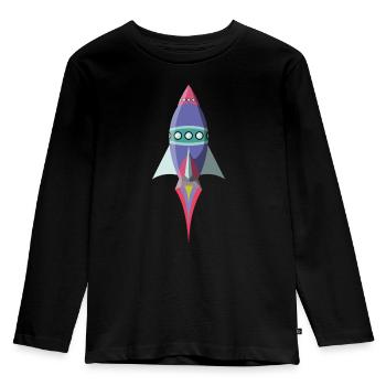 rocket space travel spaceship - Kids' Premium Longsleeve Shirt - black - Front - AI Model Kid Male (0cm)