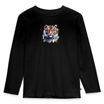 Aquarelle de tigre - T-shirt manches longues Premium Enfant - noir - Devant - AI Model Kid Male (0cm)