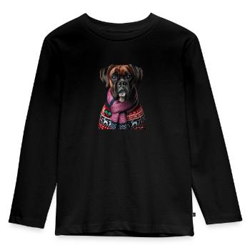Deutscher Boxer Weihnachten - Kinder Premium Bio Langarmshirt - Schwarz - Vorne - AI Model Kid Male (0cm)