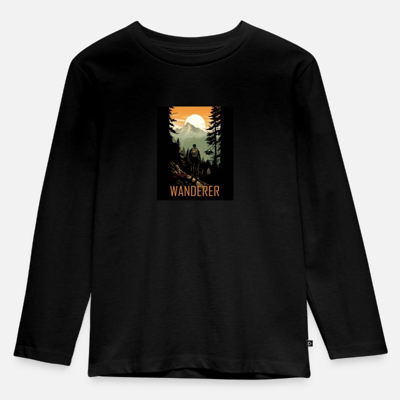 Wanderer - Kinder Premium Bio Langarmshirt - Schwarz