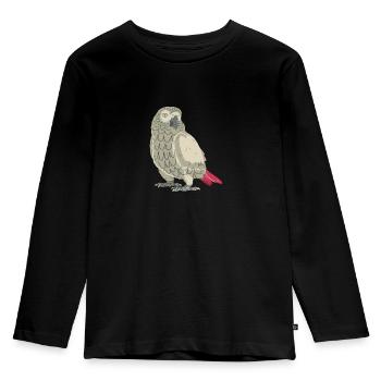 Perroquet gris - T-shirt manches longues Premium Enfant - noir - Devant - AI Model Kid Male (0cm)