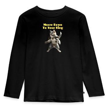 Meow Down To Your King - Kids' Premium Longsleeve Shirt - black - Front - AI Model Kid Male (0cm)