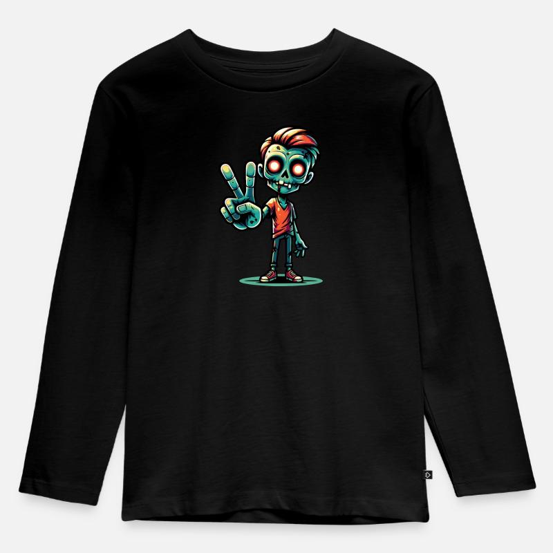 Zombie Peacezeichen - Kinder Premium Bio Langarmshirt - Schwarz