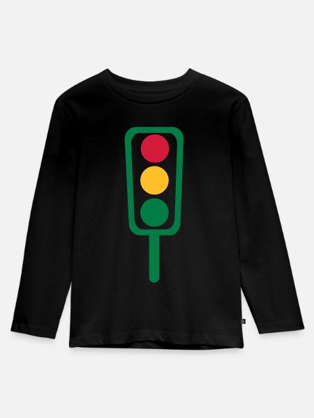 Ampel - Kinder Premium Bio Langarmshirt - Schwarz