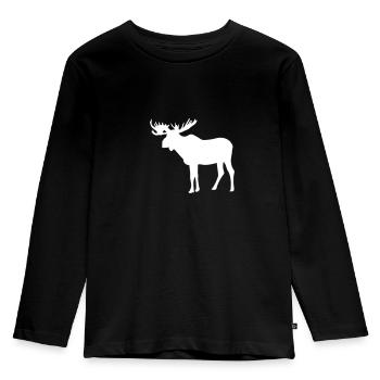 Elch - Moose - Elk - Kinder Premium Bio Langarmshirt - Schwarz - Vorne - AI Model Kid Male (0cm)