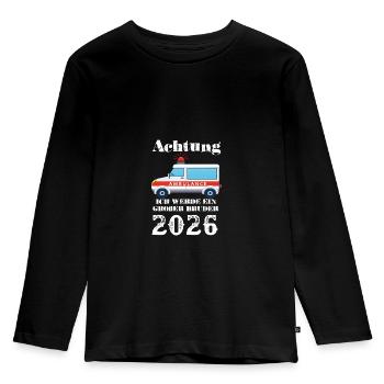 Achtung Ich Werde Ein Großer Bruder 2026 - Kinder Premium Bio Langarmshirt - Schwarz - Vorne - AI Model Kid Male (0cm)