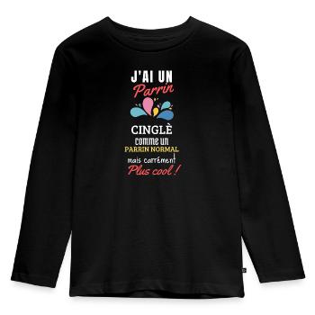 j'ai un parrain cinglé, il est le plus cool - T-shirt manches longues Premium Enfant - noir - Devant - AI Model Kid Male (0cm)