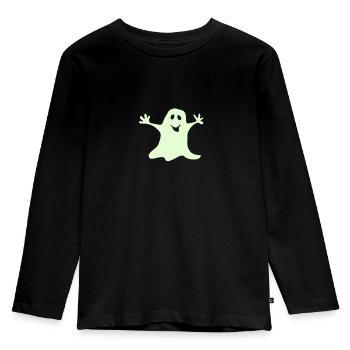 Monochrome ghost Halloween T-shirt - Kids' Premium Longsleeve Shirt - black - Front - AI Model Kid Male (0cm)