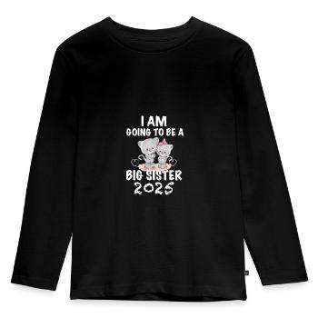 I'm going to be a big sister 2025, cute cat - Kids' Premium Longsleeve Shirt - black - Front - AI Model Kid Male (0cm)