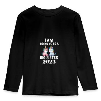 Je serai une grande sœur, 2023, Licornes - T-shirt manches longues Premium Enfant - noir - Devant - AI Model Kid Male (0cm)
