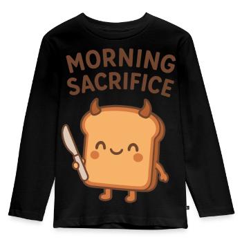 Morgendlicher Opfer-Toast - Kinder Premium Bio Langarmshirt - Schwarz - Vorne - AI Model Kid Male (0cm)