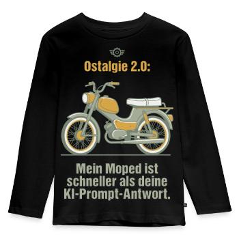 Ostalgie Moped. KI Prompt Spruch - Kinder Premium Bio Langarmshirt - Schwarz - Vorne - AI Model Kid Male (0cm)