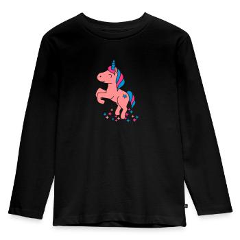 Étoiles de paillettes Licorne debout - T-shirt manches longues Premium Enfant - noir - Devant - AI Model Kid Male (0cm)