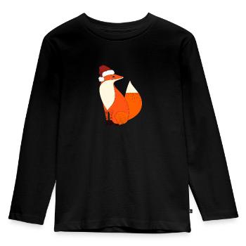 Christmas Fox - Kinder Premium Bio Langarmshirt - Schwarz - Vorne - AI Model Kid Male (0cm)
