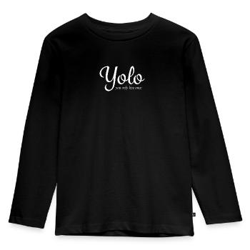 Lettrage Yolo, On ne vit qu’une fois - T-shirt manches longues Premium Enfant - noir - Devant - AI Model Kid Male (0cm)