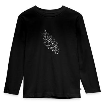 branches, branches, patterns, abstract, white, filigree, - Kids' Premium Longsleeve Shirt - black - Front - AI Model Kid Male (0cm)
