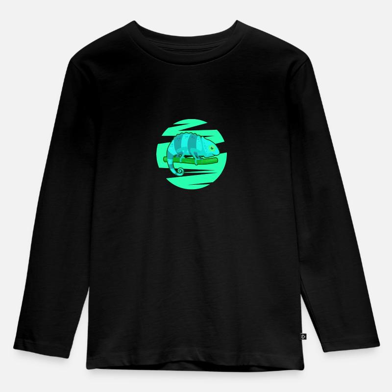 Chamäleon Gecko Exot - Kinder Premium Bio Langarmshirt - Schwarz