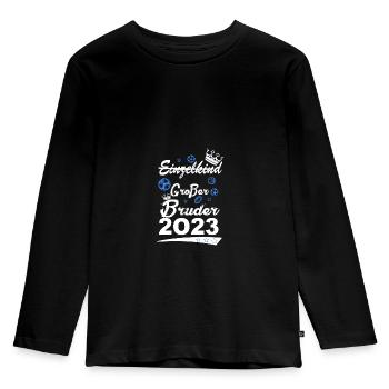 Großer Bruder 2023 Einzelkind - Kinder Premium Bio Langarmshirt - Schwarz - Vorne - AI Model Kid Male (0cm)