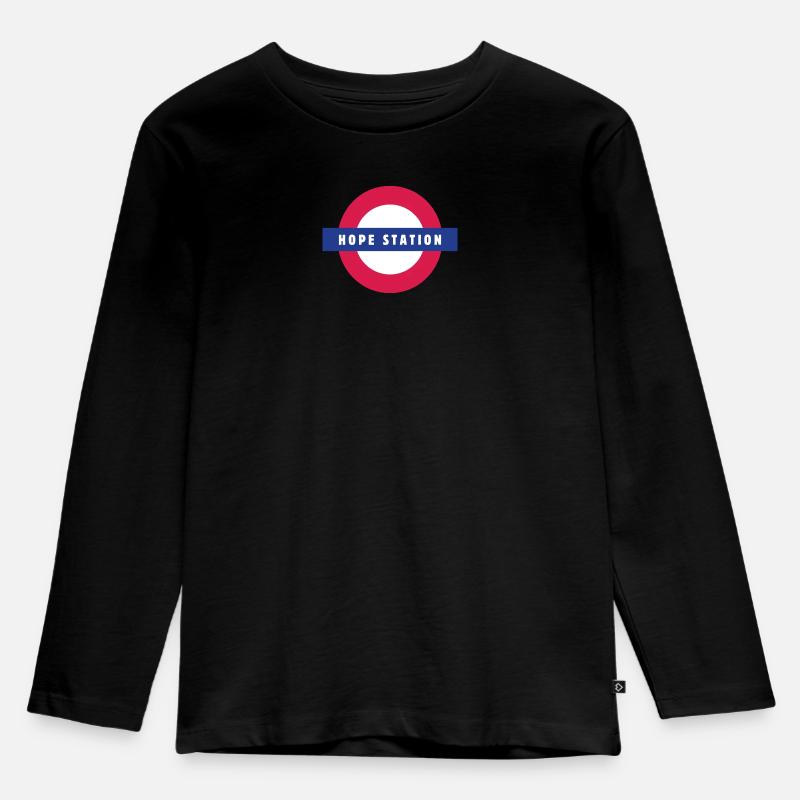 Bahnhof Hope - Kinder Premium Bio Langarmshirt - Schwarz