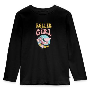 Roller Girl 70s 80s, Vintage Retro Skate - Kids' Premium Longsleeve Shirt - black - Front - AI Model Kid Male (0cm)