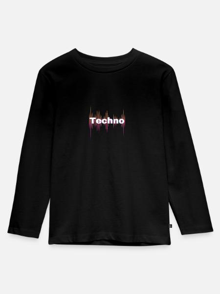 Techno - Kinder Premium Bio Langarmshirt - Schwarz