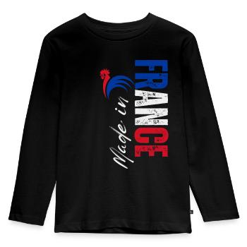 Made in France, ich liebe Frankreich - Kinder Premium Bio Langarmshirt - Schwarz - Vorne - AI Model Kid Male (0cm)