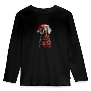 Weimaraner Weihnachten - Kinder Premium Bio Langarmshirt - Schwarz - Vorne - AI Model Kid Male (0cm)