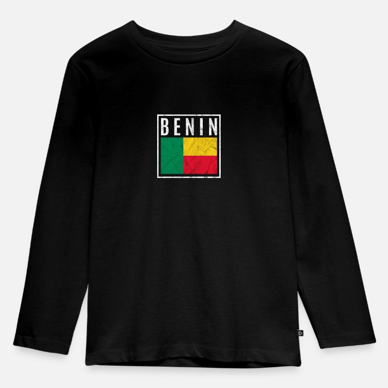 Benin - Kinder Premium Bio Langarmshirt - Schwarz